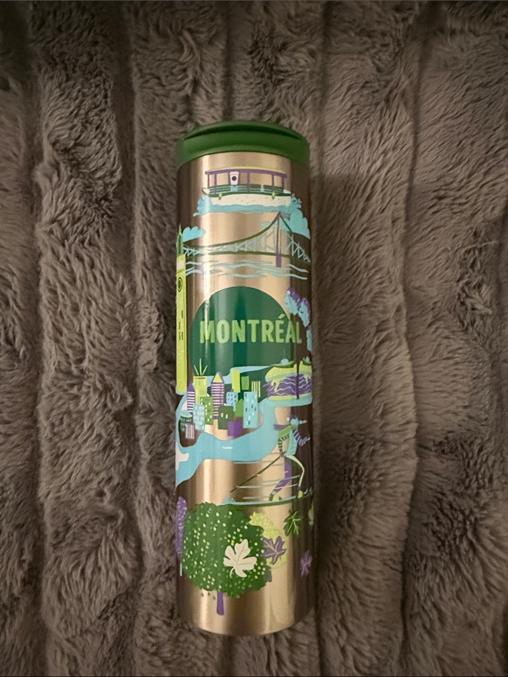 Starbucks Green Travel Tumbler with Illustrated Sleeve